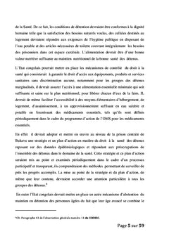 Le rapport de recherche sur le non-respect des conditions socio sanitaire des détenus