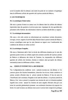Le rapport de recherche sur le non-respect des conditions socio sanitaire des détenus