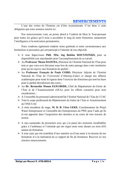 Modernisation du secteur d'Approvisionnement en Eau Potable