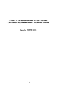 Influence de l'occlusion dentaire sur la stature posturale: