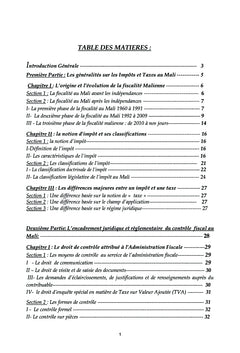 Le contrôle fiscal au Mali