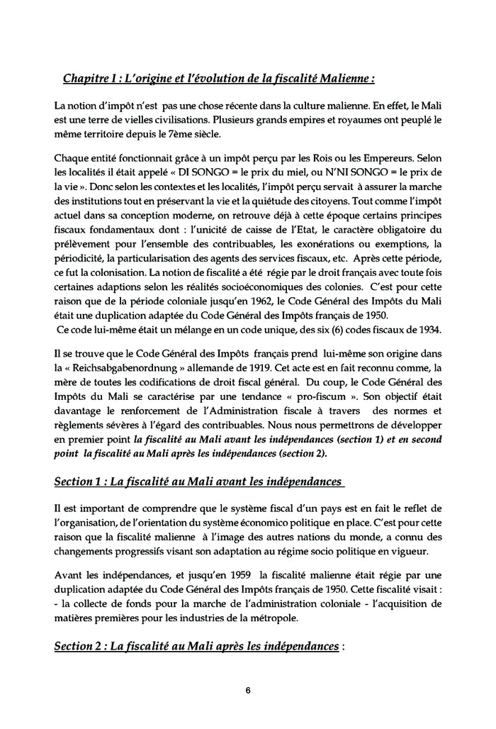Le contrôle fiscal au Mali