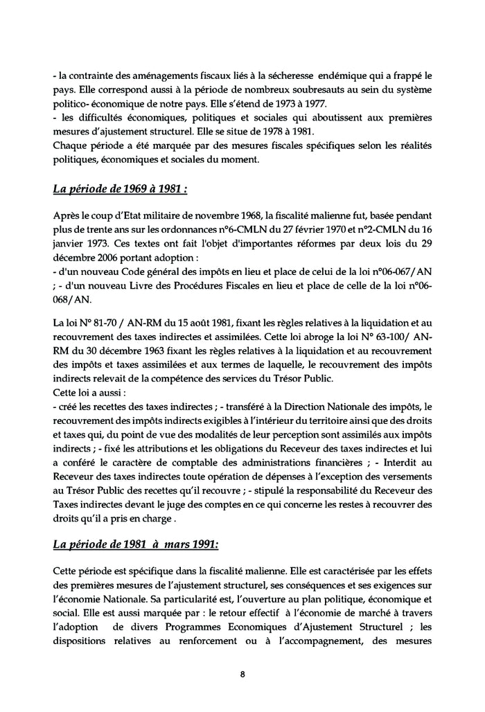 Le contrôle fiscal au Mali