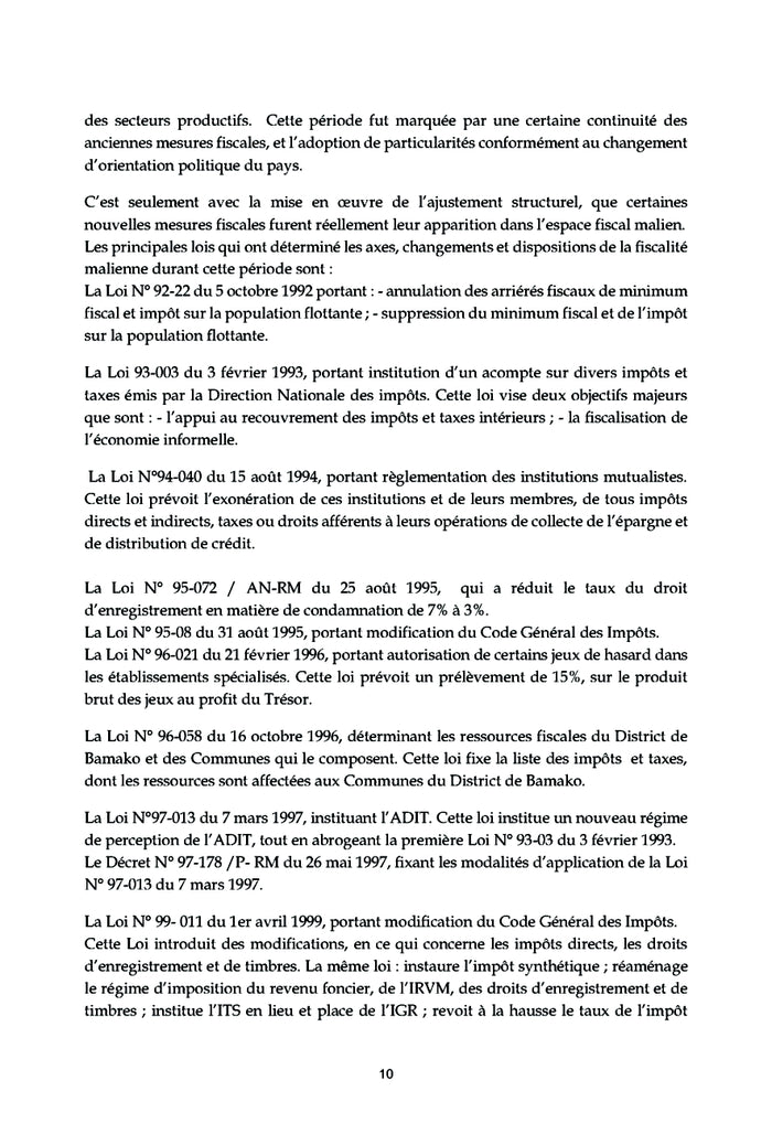 Le contrôle fiscal au Mali
