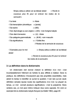 Cours de lexicographie berbère, Tome I