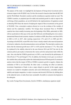 IDE et Croissance Économique: Cas de l'UEMOA