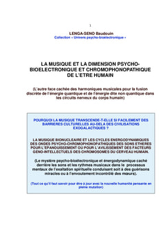 La musique et la dimension psycho-bioélectronique et chromophonopathique de l'être humain