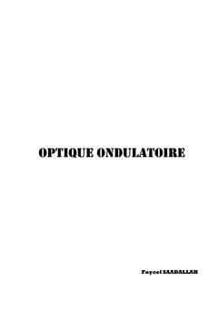 Optique Ondulatoire