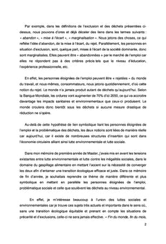 Personnes éloignées de l'emploi et problématique des déchets :