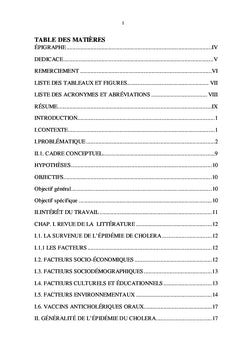 Les facteurs associés à la survenue de l'épidemie de Choléra