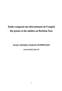 Etude comparée des déterminants de l'emploi des jeunes et des adultes