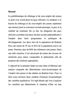 Etude comparée des déterminants de l'emploi des jeunes et des adultes