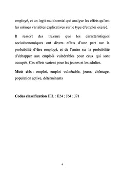 Etude comparée des déterminants de l'emploi des jeunes et des adultes