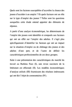 Etude comparée des déterminants de l'emploi des jeunes et des adultes