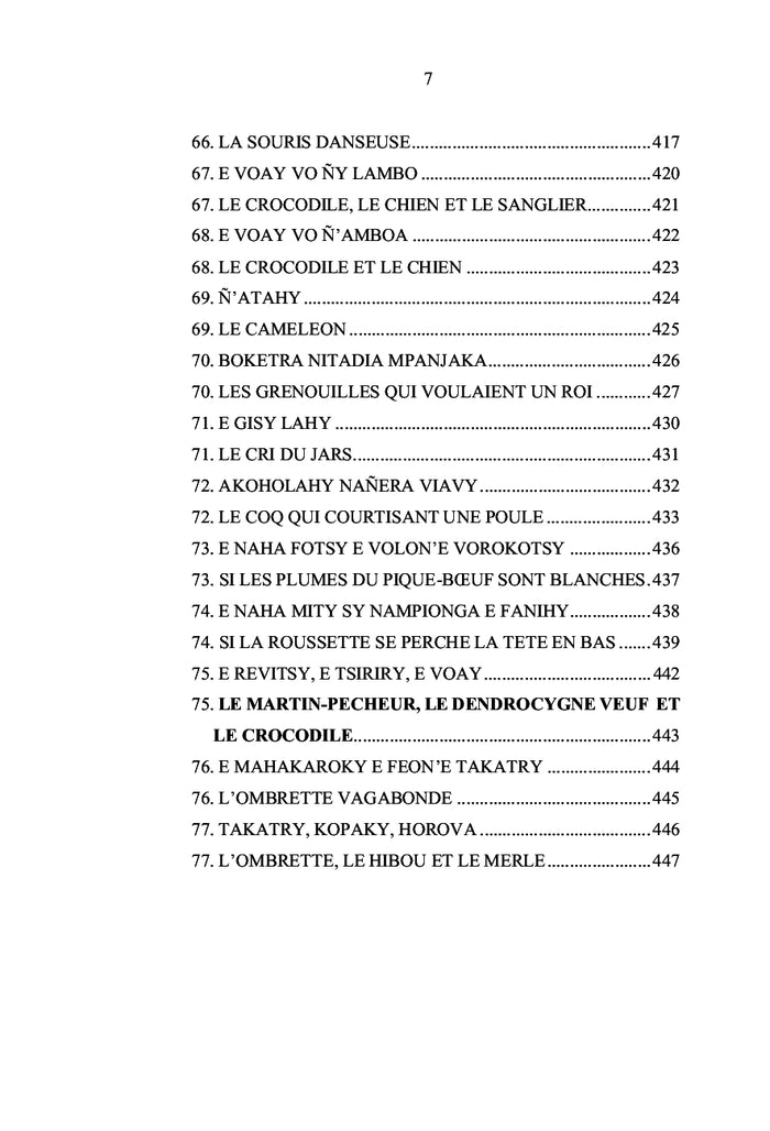 Contes Animaliers et Mythes du Sud de Madagascar