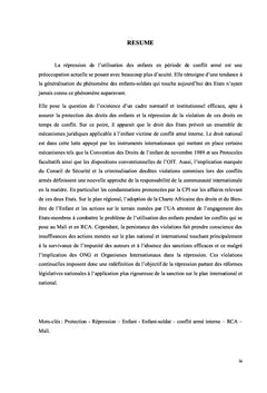La répression de l'emploi des enfants en période de conflit en Afrique
