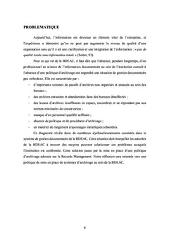 Mise en place d'une politique et des procédures de gestion d'archives
