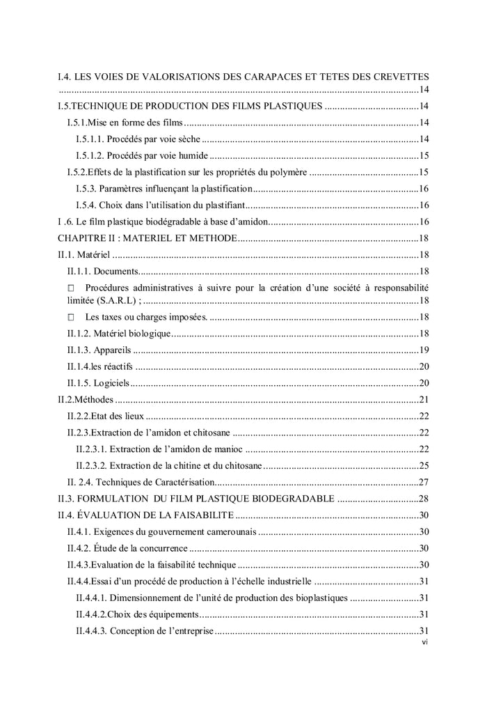 Formulation du bioplastique