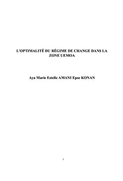 L'OPTIMALITÉ DU RÉGIME DE CHANGE DANS LA ZONE UEMOA
