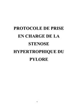 Protocole de prise en charge de la sténose hypertrophique du pylore