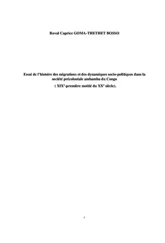 Essai de l'histoire des migrations et des dynamiques socio-politiques