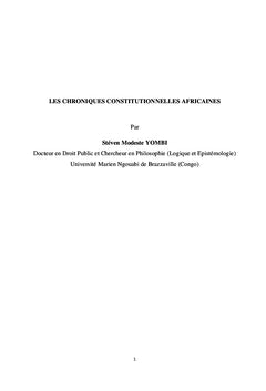 LES CHRONIQUES CONSTITUTIONNELLES AFRICAINES