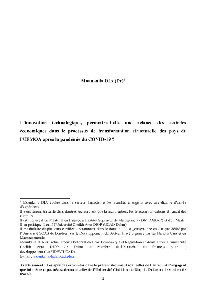 L'impact de l'innovation technologique dans le processus de la transformation structurelle des pays