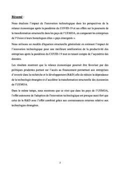 L'impact de l'innovation technologique dans le processus de la transformation structurelle des pays