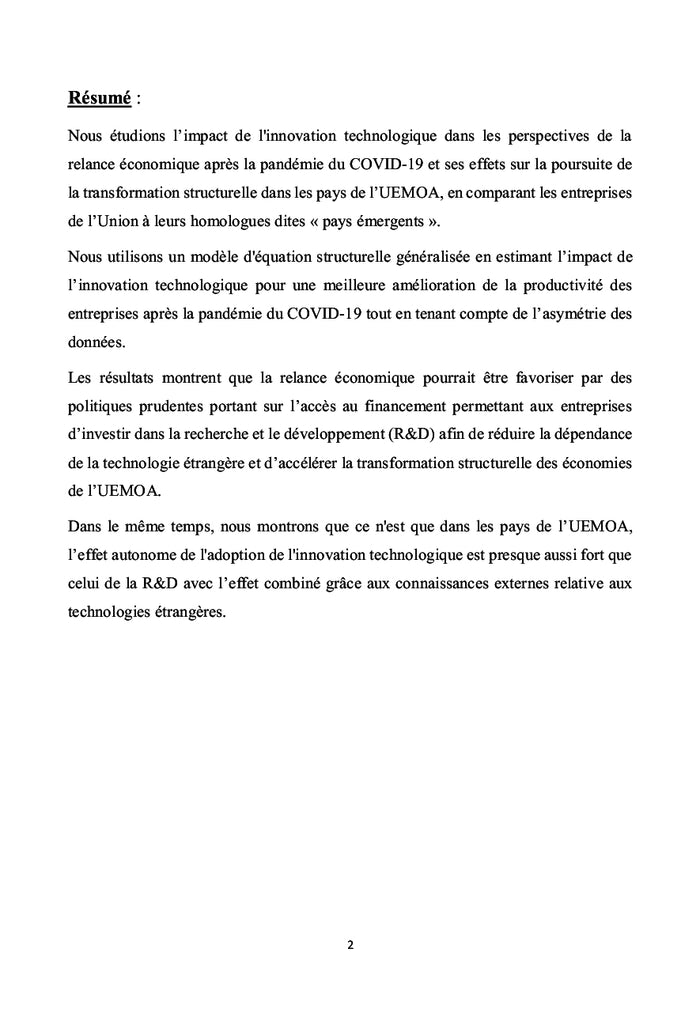 L'impact de l'innovation technologique dans le processus de la transformation structurelle des pays