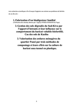 Impact de l'apport des fertilisants organo-minéraux