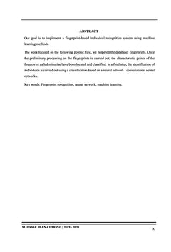 ETUDE DES METHODES DE RECONNAISSANCE D'EMPREINTE DIGITALE