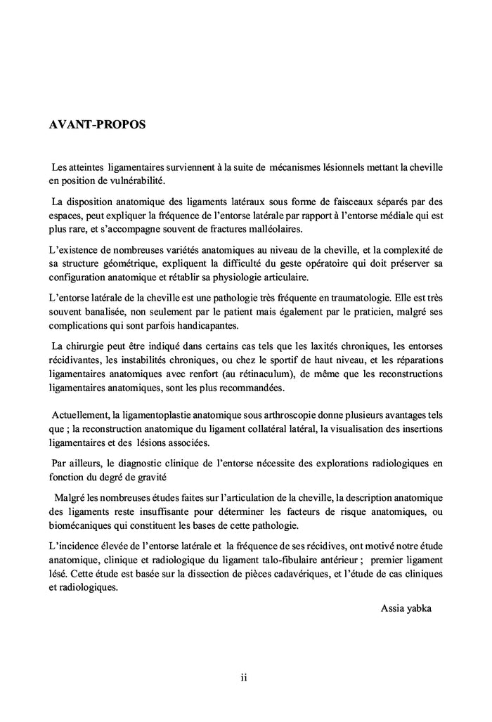 Le ligament de l'entorse latérale de la cheville