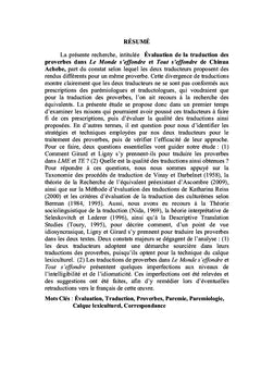 Traduction des proverbes: problèmes et méthodes