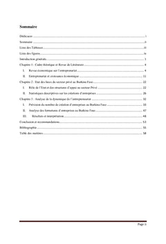 Analyse de la dynamique des créations d'entreprises au Burkina Faso