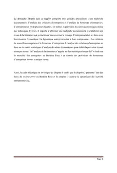 Analyse de la dynamique des créations d'entreprises au Burkina Faso