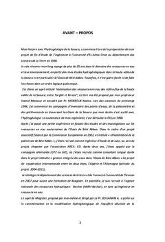 Introduction à l'hydrogéologie de la Saoura