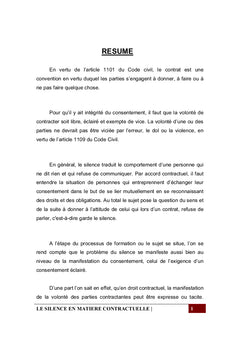 Le silence en matière contractuelle