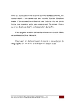 Le silence en matière contractuelle