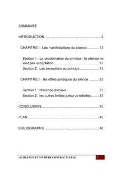 Le silence en matière contractuelle