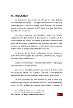 Le silence en matière contractuelle