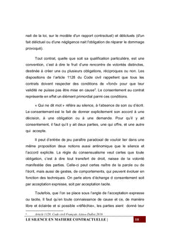 Le silence en matière contractuelle