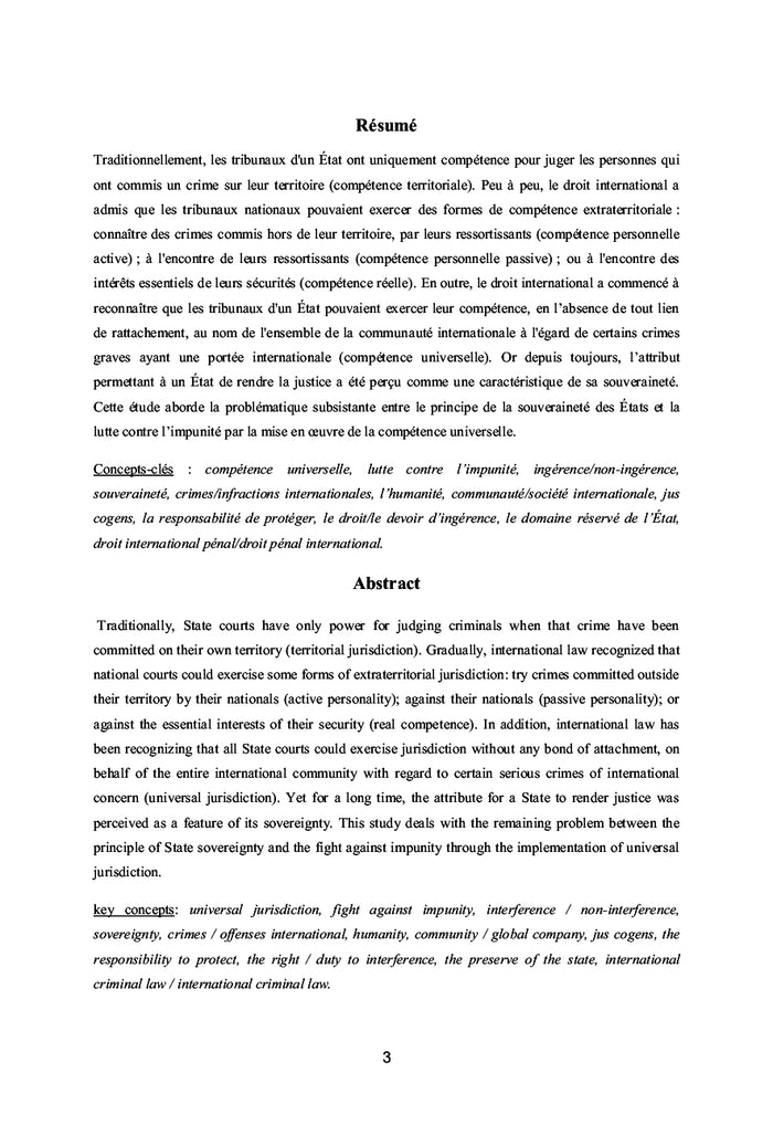 La compétence universelle des juridictions nationales en matière de crimes internationaux
