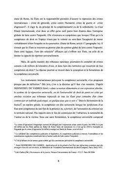 La compétence universelle des juridictions nationales en matière de crimes internationaux