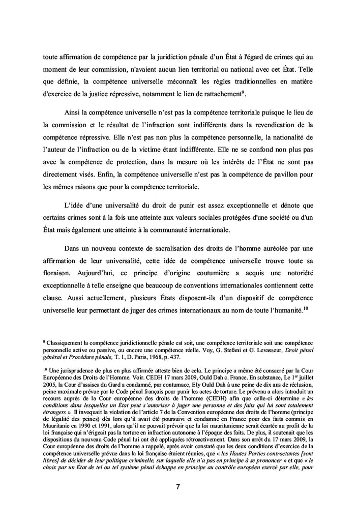 La compétence universelle des juridictions nationales en matière de crimes internationaux