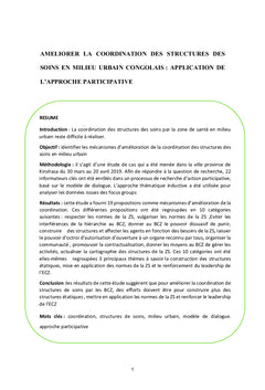 Améliorer la coordination des structures des soins en milieu urbain