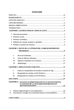 Scolarisation précoce et rendement scolaire des apprenants