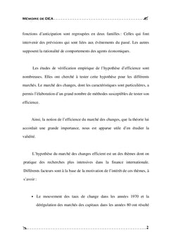 Evaluation de l'efficience du marché des changes tunisien