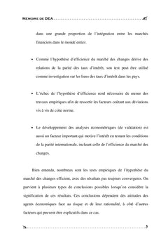 Evaluation de l'efficience du marché des changes tunisien
