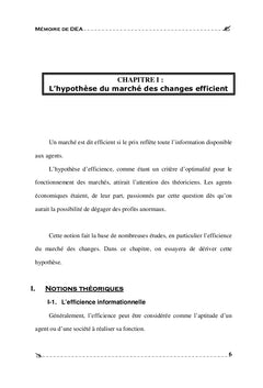 Evaluation de l'efficience du marché des changes tunisien