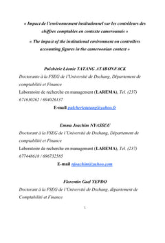 Impact de l'environnement institutionnel